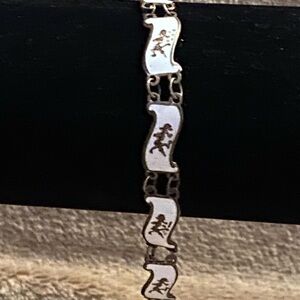Elegant Silver and White Women's Bracelet Siam dancers sterling vintage